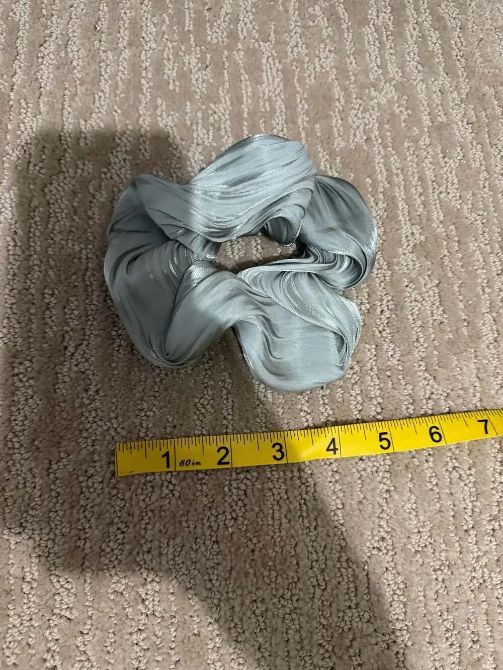 Kaxi Green Pleated Satin Scrunchie